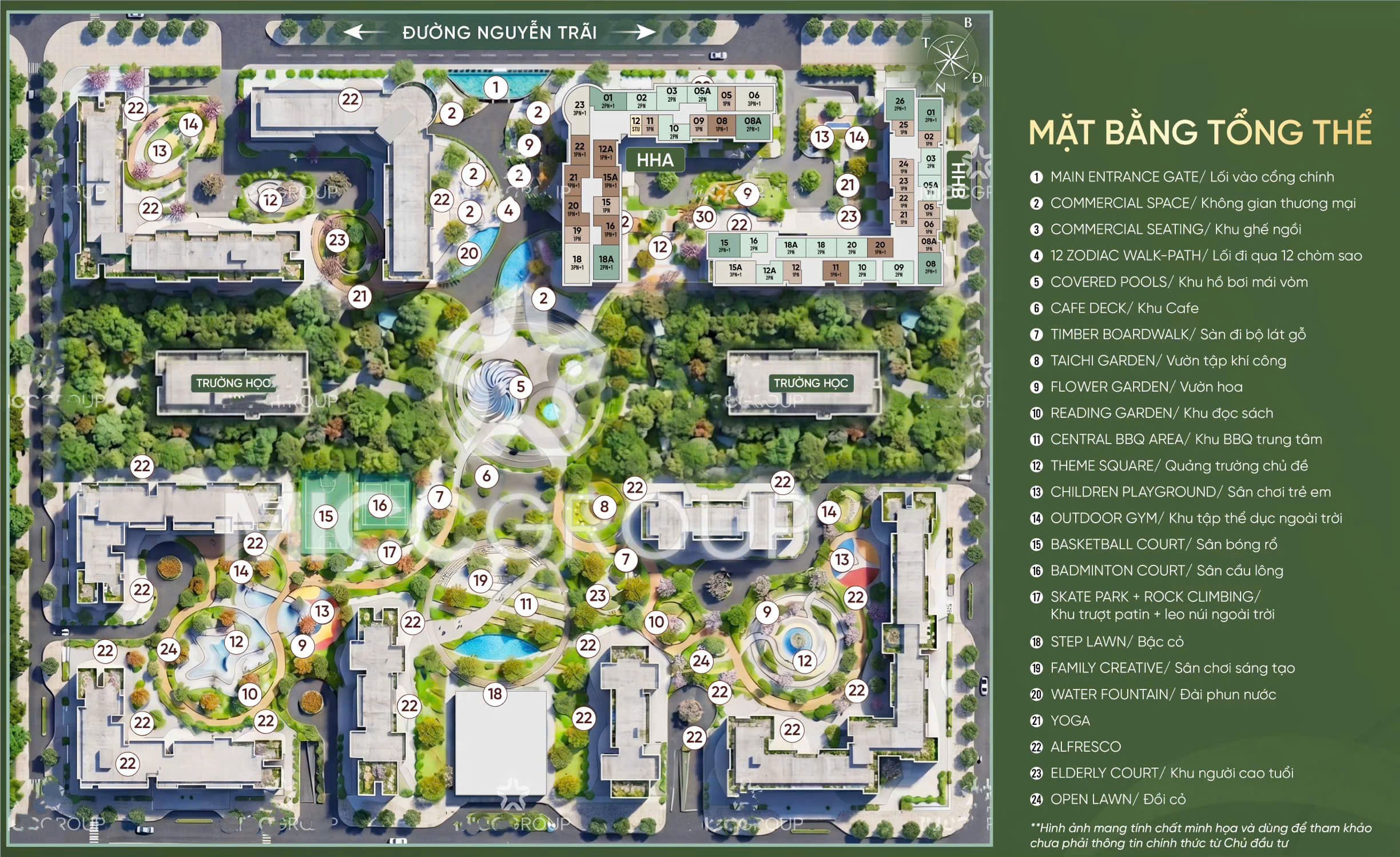 mặt bằng tổng thể Lumiere Hà Nội Seasons Garden Nguyễn Trãi - Masterise Homes Cao Xà Lá